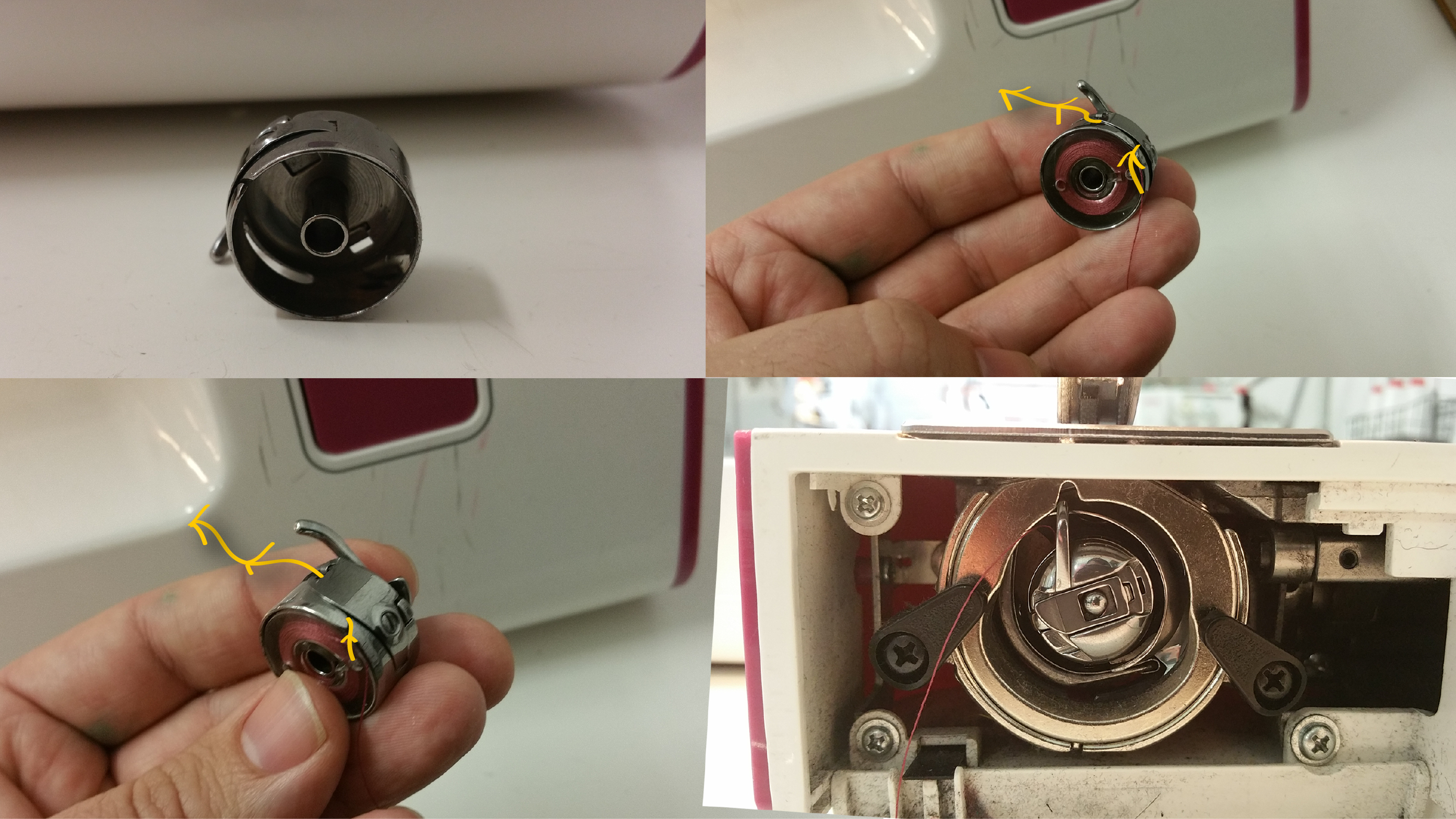 El canillero de la máquina de coser