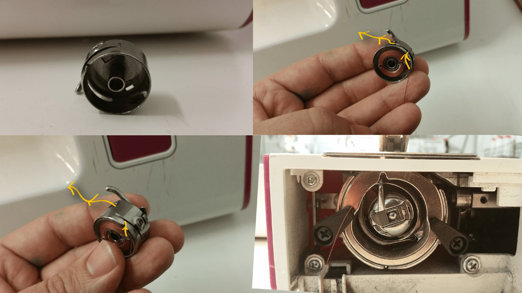 El canillero de la máquina de coser